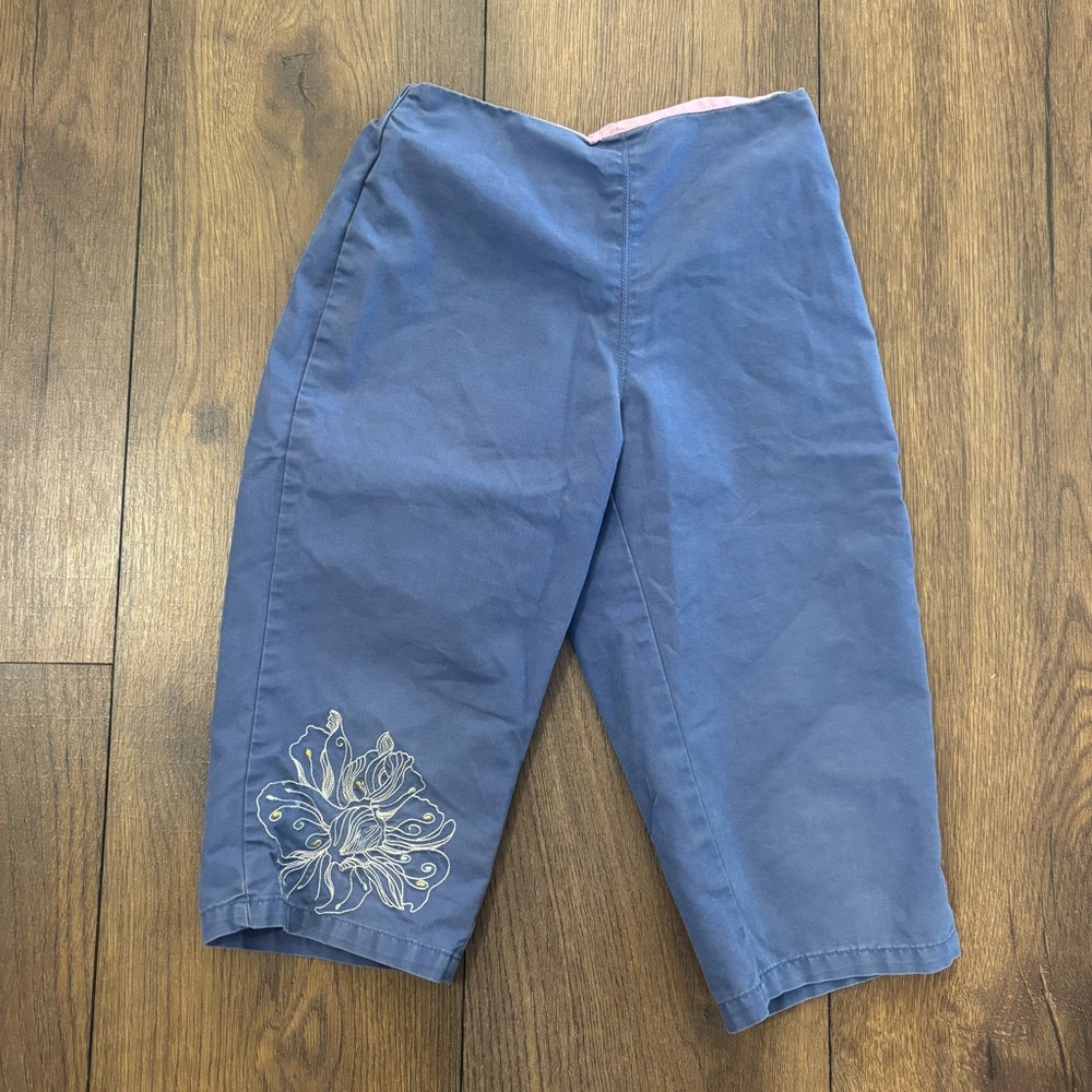 Gap Kids Blue Embroidered Capri Pants, Size 5 Slim